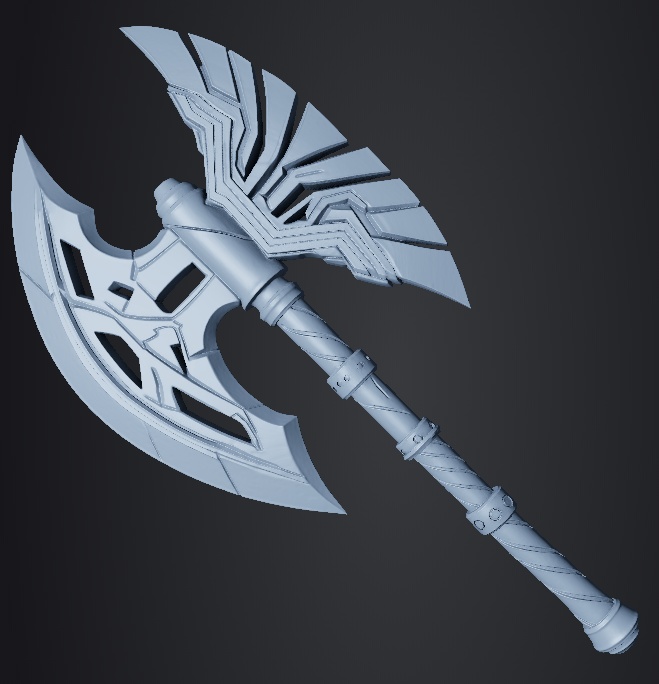 【3Dプリント用STL】白虎の斧/White Tiger's Axe