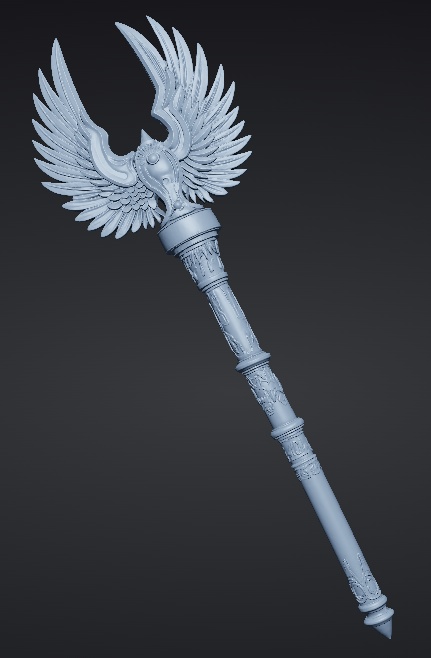 【3Dプリント用STL】金翼の杖/Golden-winged staff