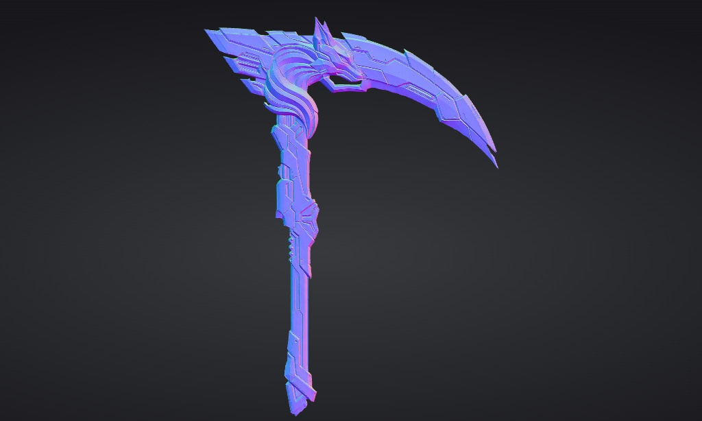 【ハイポリモデル】オリジナル武器・鎌_001/ Hi-poly Original Weapon Scythe 001