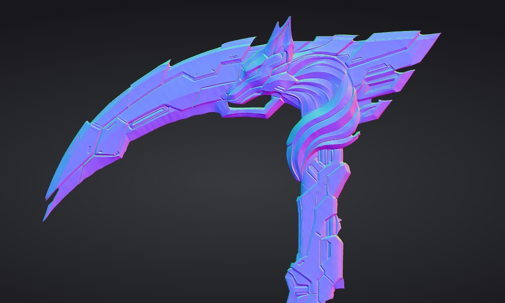 【ハイポリモデル】オリジナル武器・鎌_001/ Hi-poly Original Weapon Scythe 001