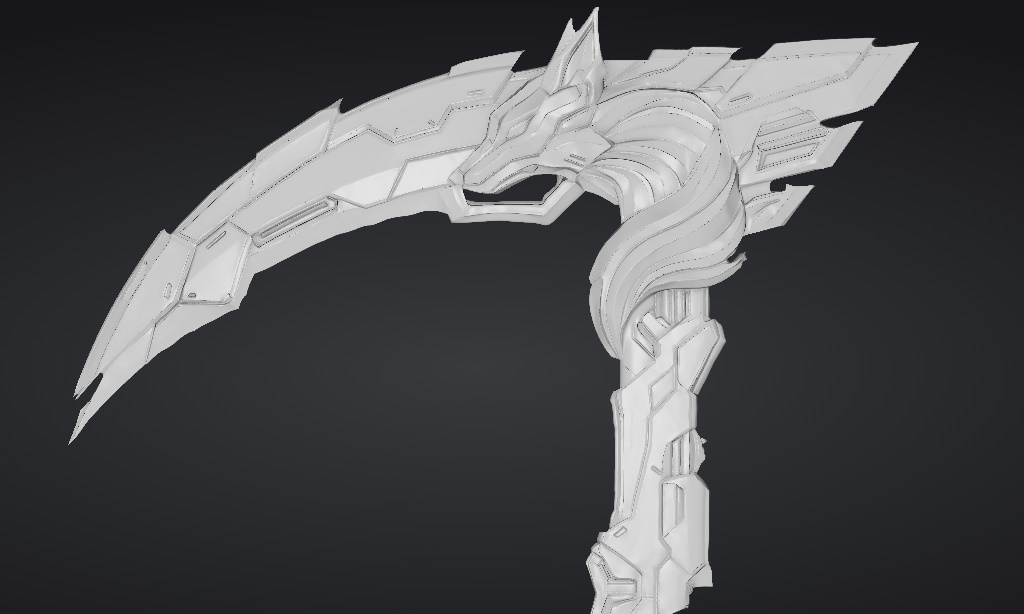 【ハイポリモデル】オリジナル武器・鎌_001/ Hi-poly Original Weapon Scythe 001