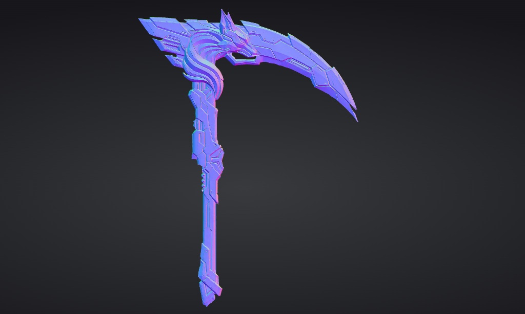 【ハイポリモデル】オリジナル武器・鎌_001/ Hi-poly Original Weapon Scythe 001