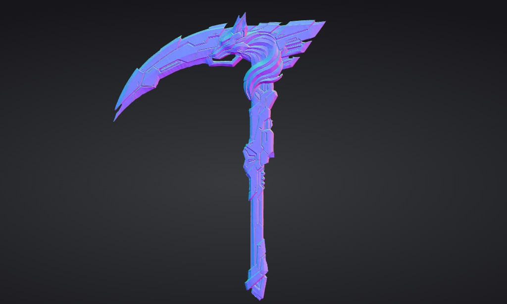 【ハイポリモデル】オリジナル武器・鎌_001/ Hi-poly Original Weapon Scythe 001