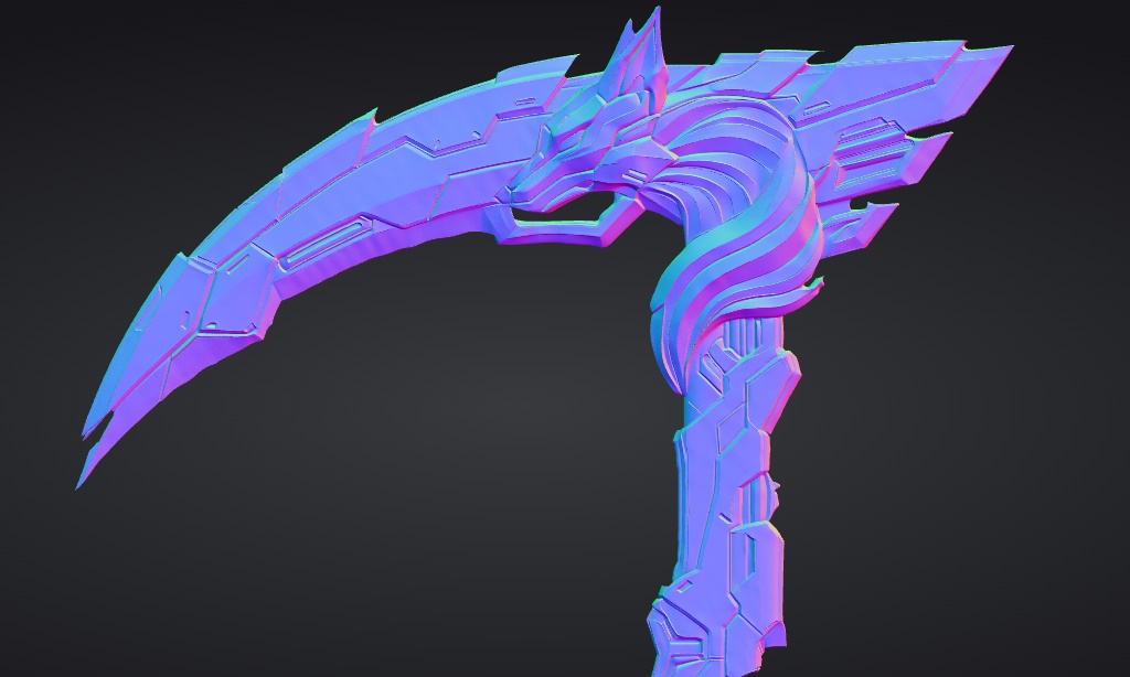 【ハイポリモデル】オリジナル武器・鎌_001/ Hi-poly Original Weapon Scythe 001