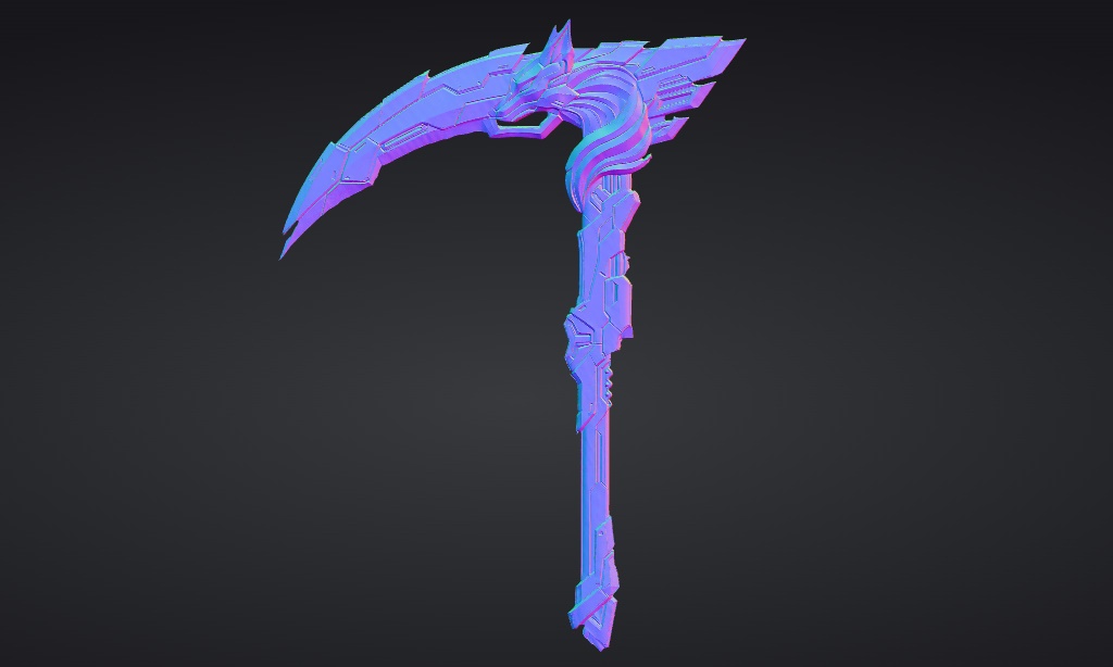 【ハイポリモデル】オリジナル武器・鎌_001/ Hi-poly Original Weapon Scythe 001