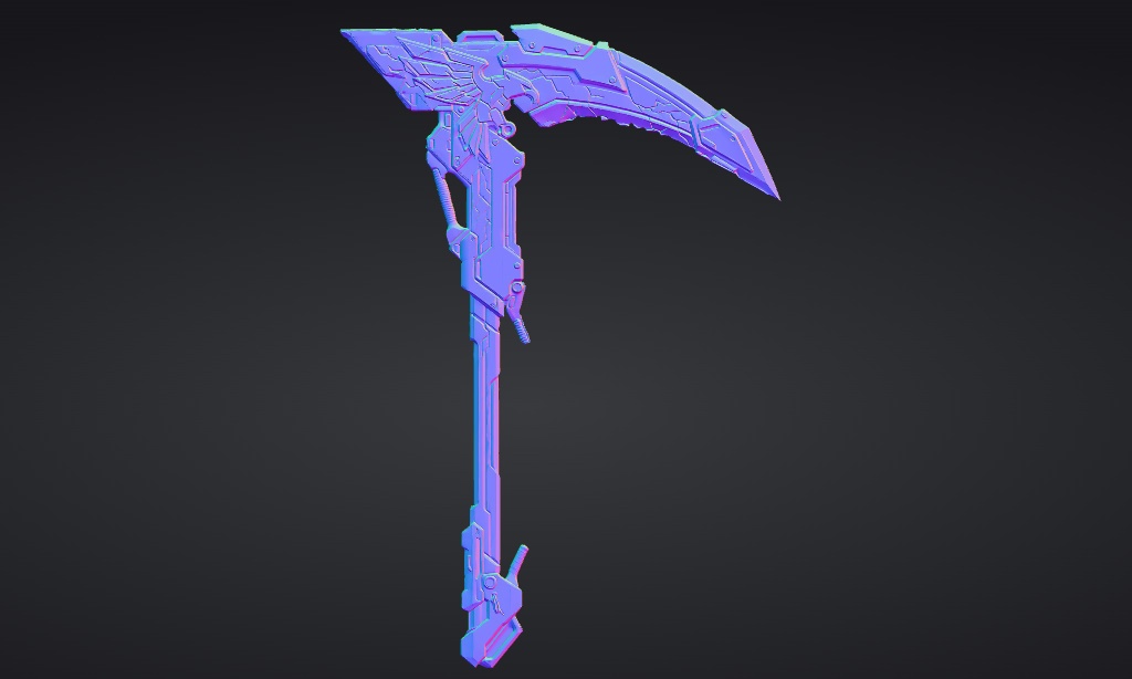 【ハイポリモデル】オリジナル武器・鎌_002/ Hi-poly Original Weapon Scythe 002
