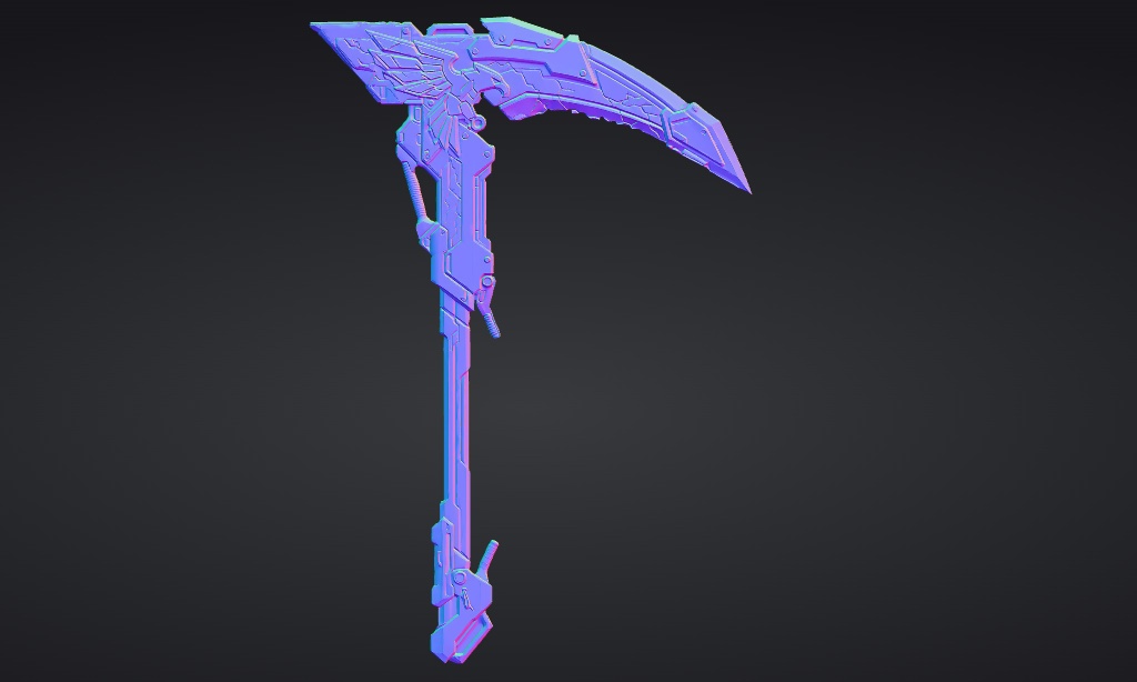 【ハイポリモデル】オリジナル武器・鎌_002/ Hi-poly Original Weapon Scythe 002