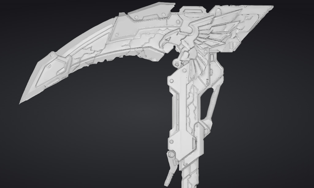 【ハイポリモデル】オリジナル武器・鎌_002/ Hi-poly Original Weapon Scythe 002