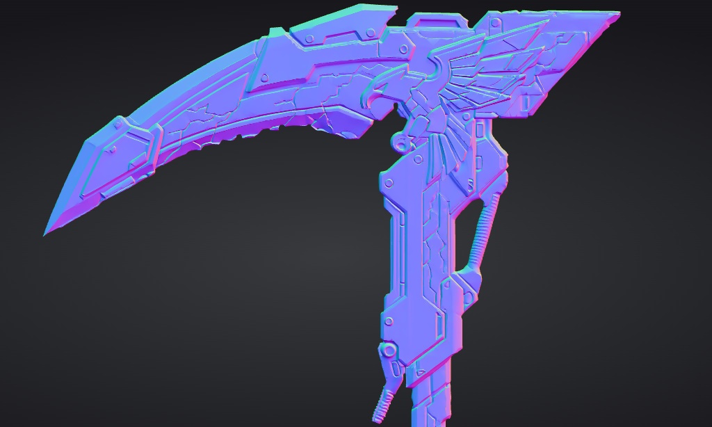 【ハイポリモデル】オリジナル武器・鎌_002/ Hi-poly Original Weapon Scythe 002