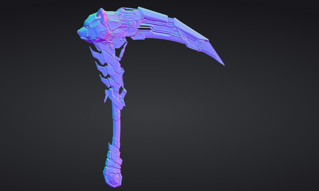 【ハイポリモデル】オリジナル武器・鎌_003/ Hi-poly Original Weapon Scythe 003