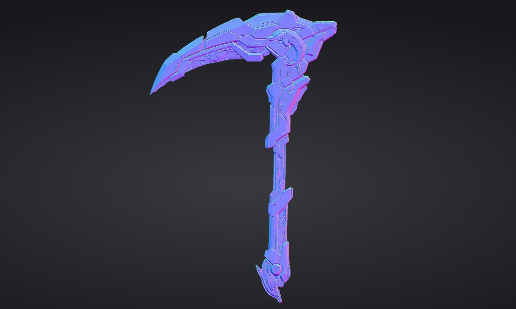 【ハイポリモデル】オリジナル武器・鎌_004/ Hi-poly Original Weapon Scythe 004