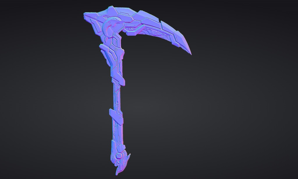 【ハイポリモデル】オリジナル武器・鎌_004/ Hi-poly Original Weapon Scythe 004