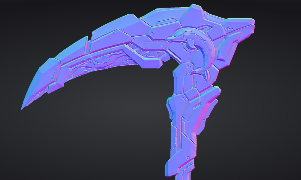 【ハイポリモデル】オリジナル武器・鎌_004/ Hi-poly Original Weapon Scythe 004