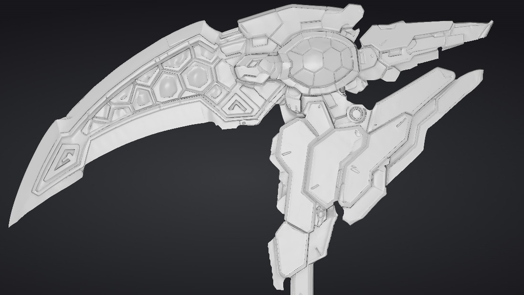 【ハイポリモデル】オリジナル武器・鎌_007/ Hi-poly Original Weapon Scythe 007