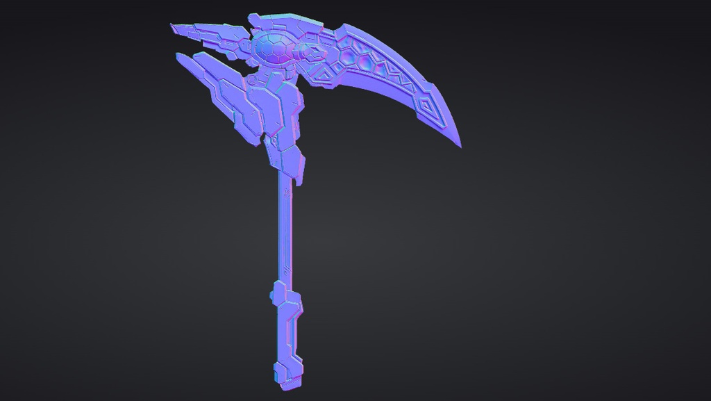 【ハイポリモデル】オリジナル武器・鎌_007/ Hi-poly Original Weapon Scythe 007