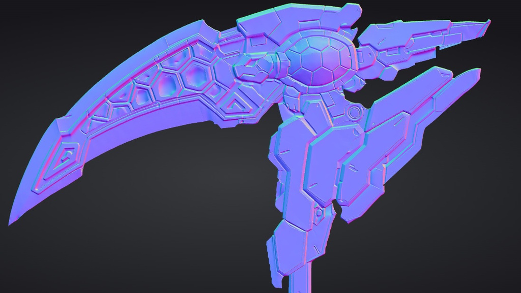 【ハイポリモデル】オリジナル武器・鎌_007/ Hi-poly Original Weapon Scythe 007