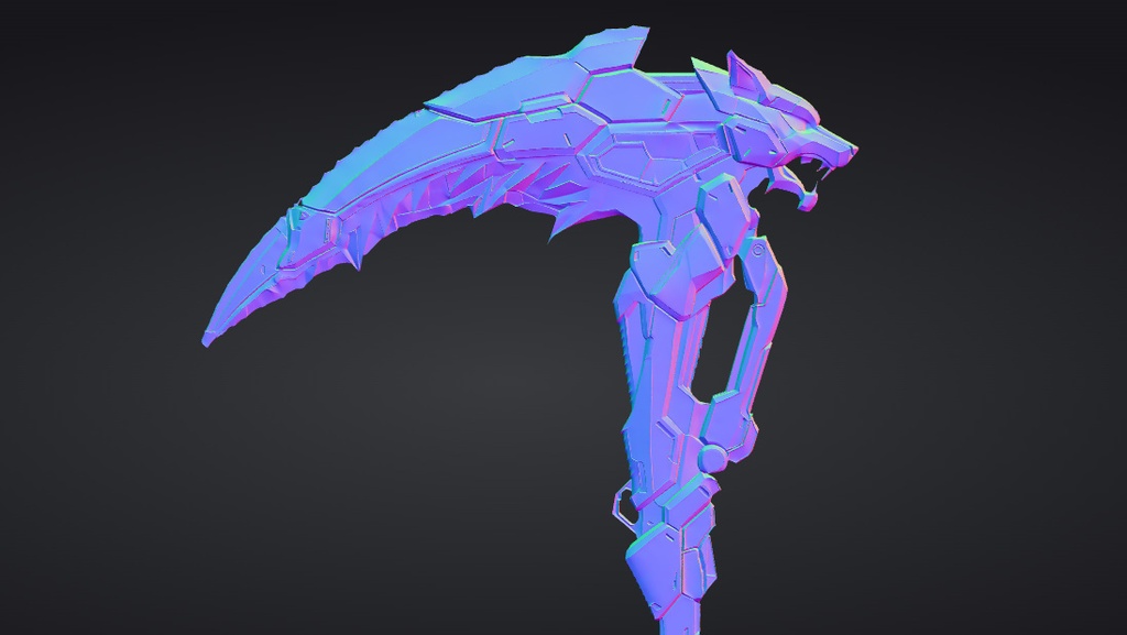 【ハイポリモデル】オリジナル武器・鎌_009/ Hi-poly Original Weapon Scythe 009