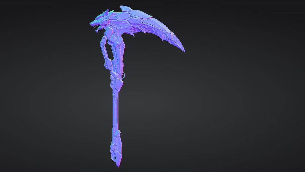 【ハイポリモデル】オリジナル武器・鎌_009/ Hi-poly Original Weapon Scythe 009