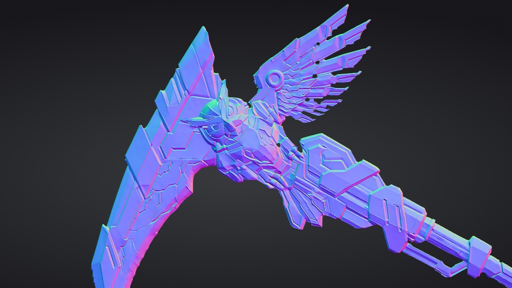 【ハイポリモデル】オリジナル武器・鎌_010/ Hi-poly Original Weapon Scythe 010