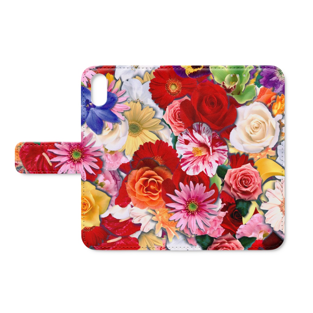 いろいろな花いっぱい手帳型iPhoneケース