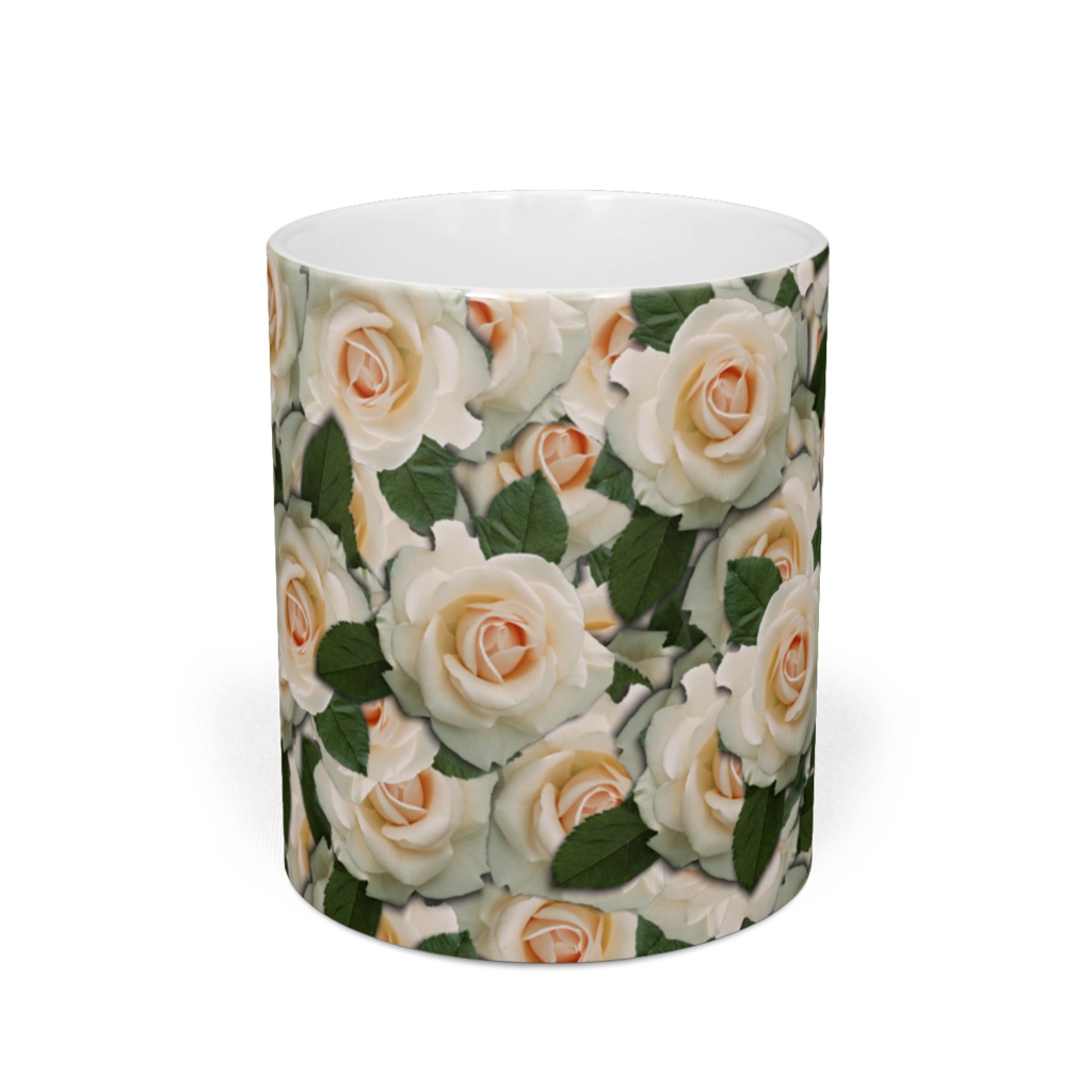 白いバラいっぱいマグ