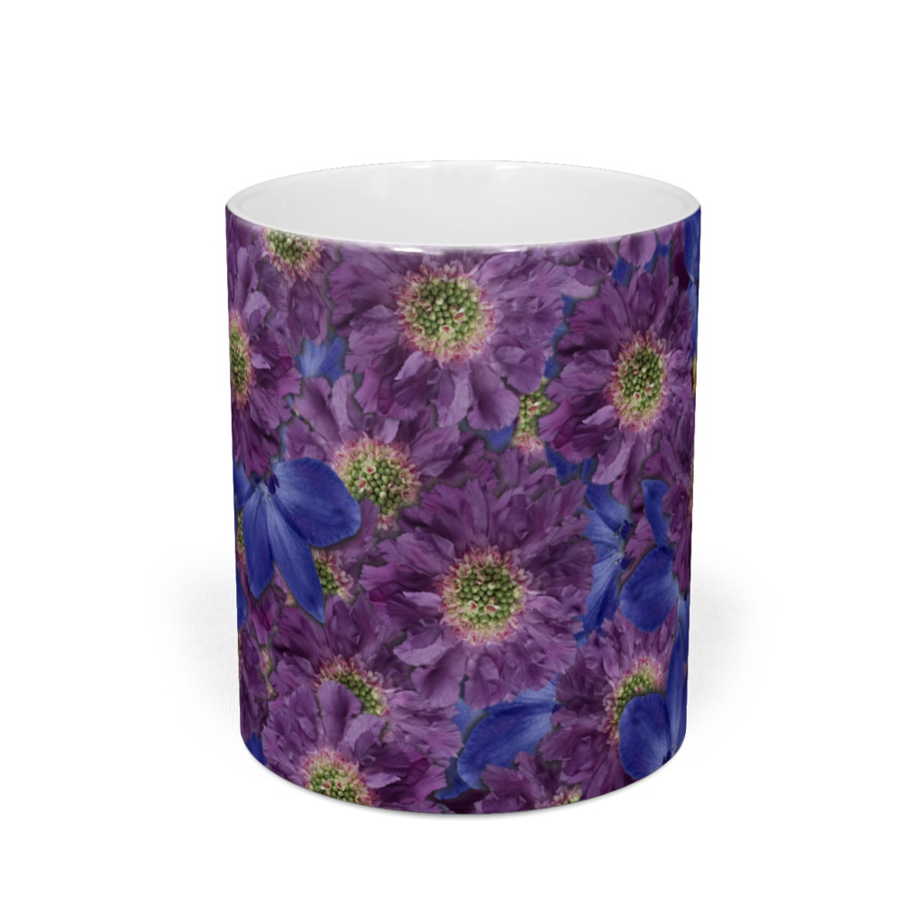 青い花いっぱいマグ