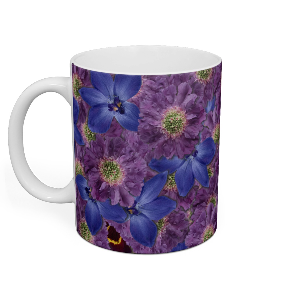 青い花いっぱいマグ