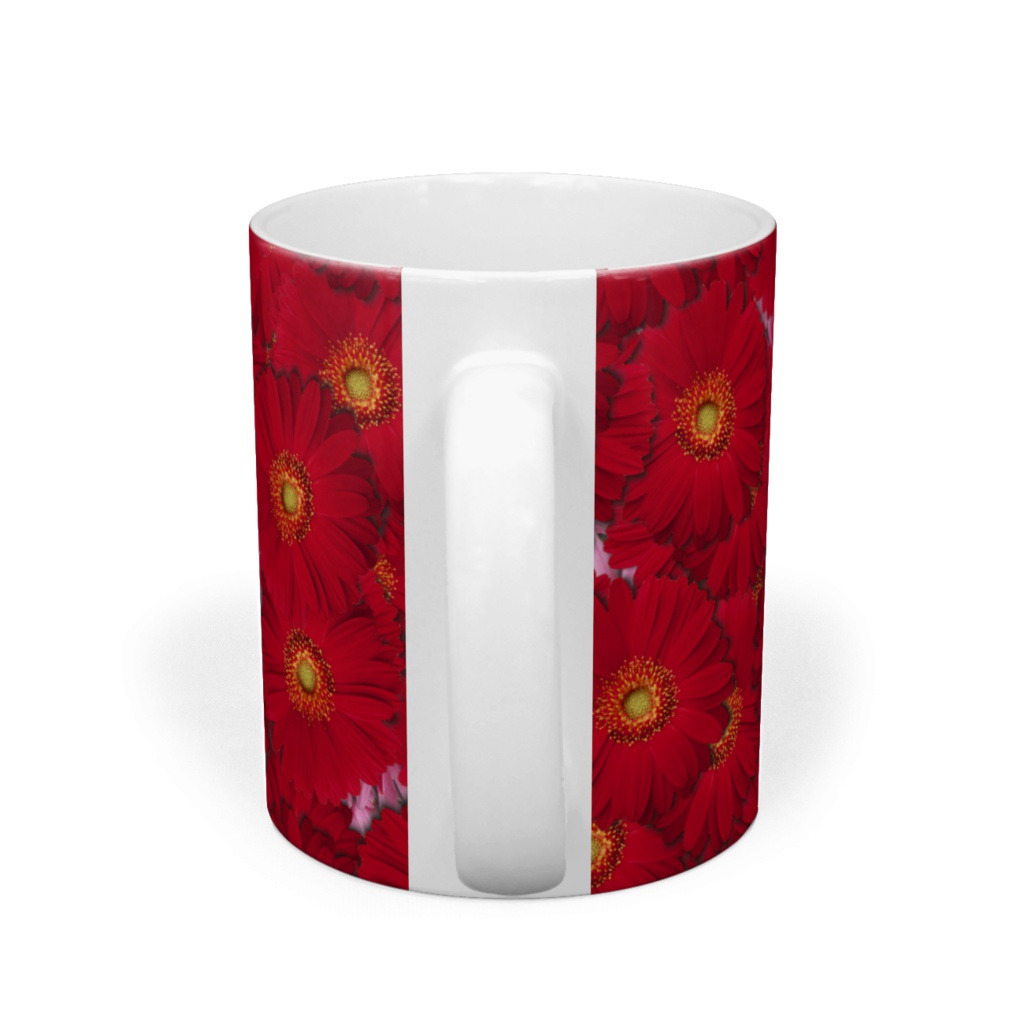 赤い花いっぱいマグ