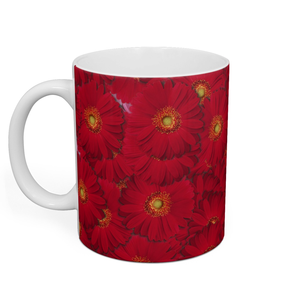 赤い花いっぱいマグ
