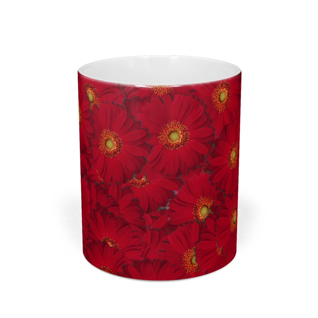 赤い花いっぱいマグ