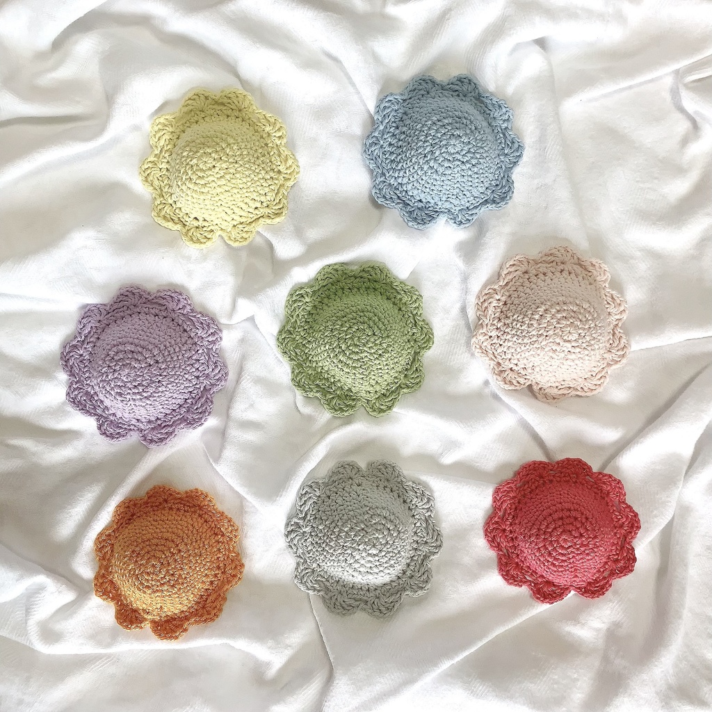 ぬい服|10cm〜12cm|フリルお帽子 color ver.|麦わら帽子風|編み物 ぬいぐるみ服 ニット