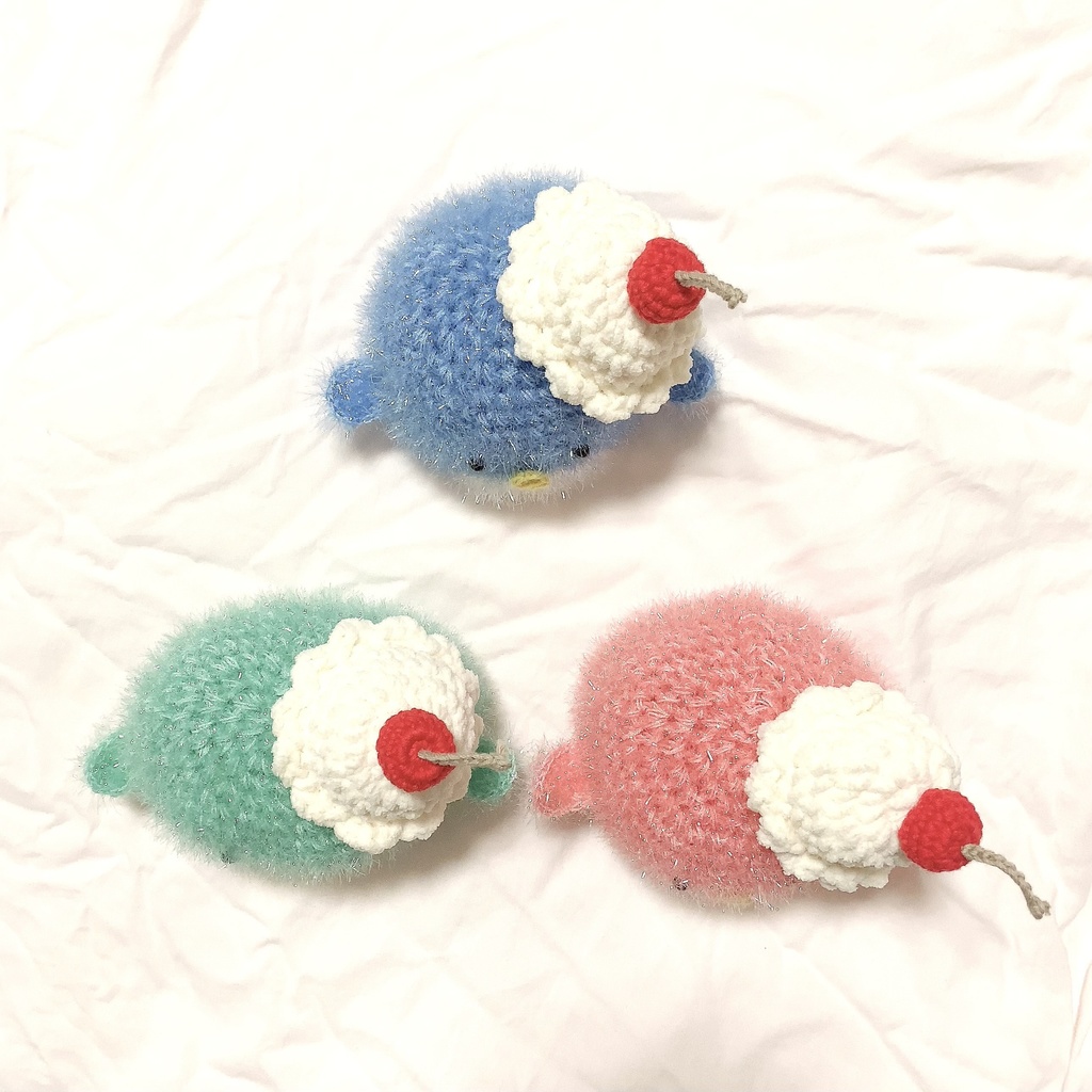 ぬい服|12cm 13cm 14cm 15cm 16cm|ぺんぎんフロートのお帽子|編み物 スイーツ アイス フロート ソーダ さくらんぼ フルーツ ぬいぐるみ服 ニット