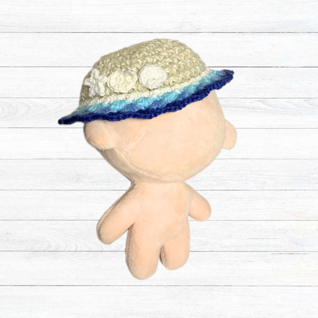 ぬい服|10cm〜16cm|海の麦わら帽子|編み物 ぬいぐるみ服 ニット シェル 夏 貝 ブルー グリーン ミント ピンク オレンジ