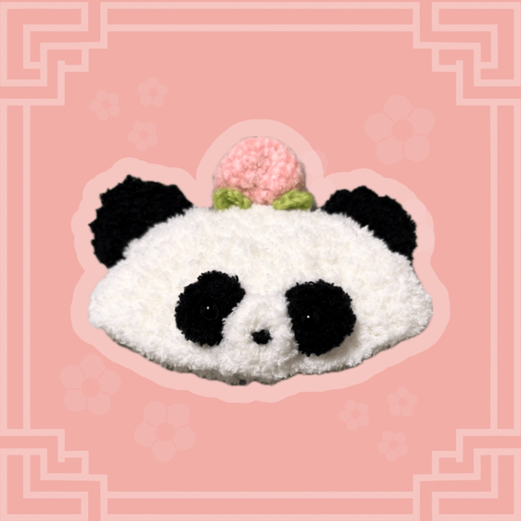ぬい服|ふわもこ桃パンダ帽子|10cm 12cm 13cm 14cm フルーツ チャイナ ふわふわ もこもこ ぬいぐるみ服 ピンク ニット フルーツ