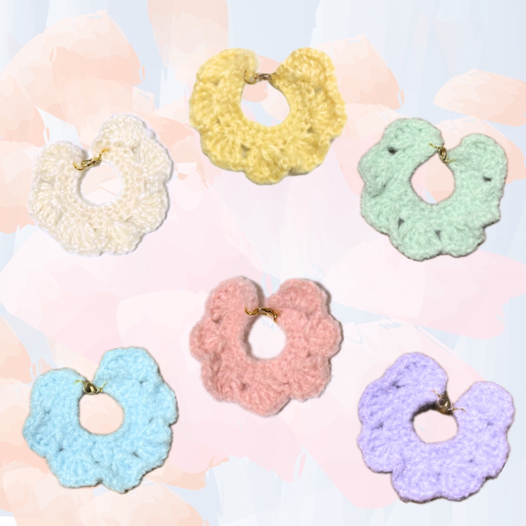 ぬい服｜10cm〜16cm｜フリルスタイ（つけ衿）pastel ver.｜ぬいぐるみ服｜編み物｜12cm 13cm 14cm 15cm ブルー　ラベンダー　イエロー　グリー　ピンク　ホワイト