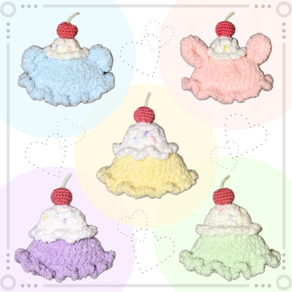 ぬい服|10cm〜16cm|アイスクリーム帽子|12cm 13cm 14cm 15cm くま うさぎ フルーツ スイーツ パステル ふわふわもこもこ メロンソーダ さくらんぼ スイーツ ケーキ ニット ぬいぐるみ服