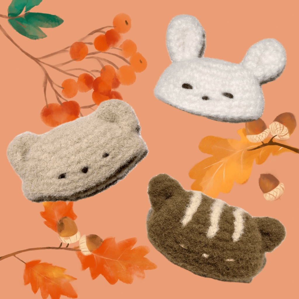 ぬい服|ほっこりどうぶつ帽子|くま りす うさぎ 秋冬 10cm 12cm 13cm 14cm 15cm 16cm ホワイト ベージュ ブラウン ふわふわ もこもこ ニット ぬいぐるみ服 ぬい