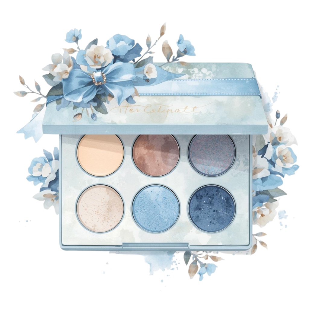 夢見るメイク♡Soft Watercolor Clipart 10itemSet ~Pale blue ver.~