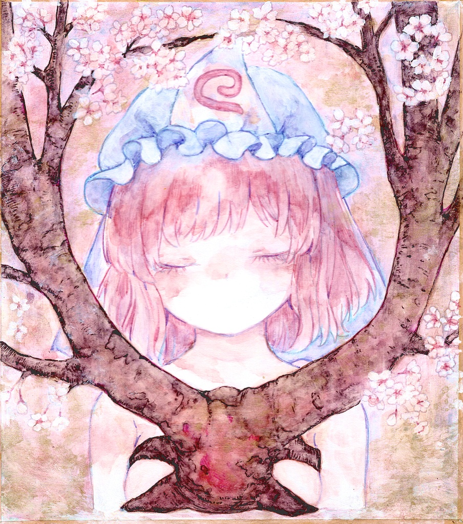 西行寺幽々子ミニ色紙イラスト