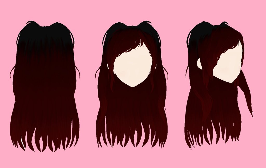 VTuber向け バーチャルYouTuber 配信用 Long overall two ponytails hair preset vroid WITH HAIR TEXTURE VTuberAssets Vtuber準備中 フリー素材