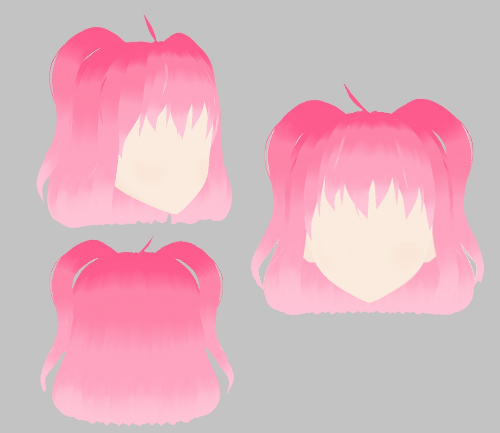 VTuber向け バーチャルYouTuber 配信用 Short pastel pink cute hair with ponytails VTuberAssets Vtuber準備中 フリー素材 WITH HAIR TEXTURE