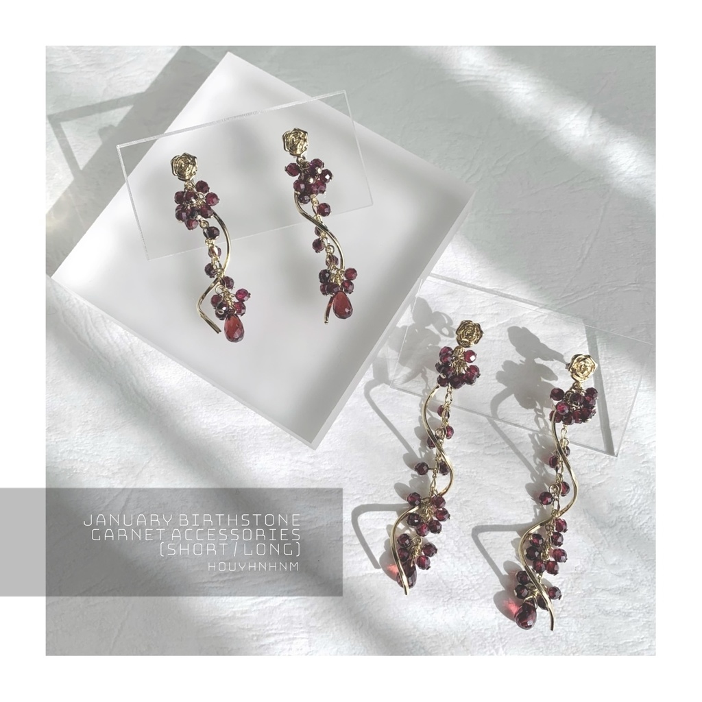 1月誕生石 ガーネットのピアス