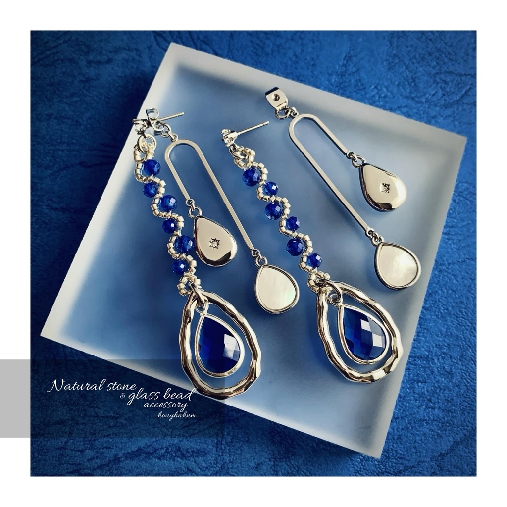 天然石とガラスビーズのピアス