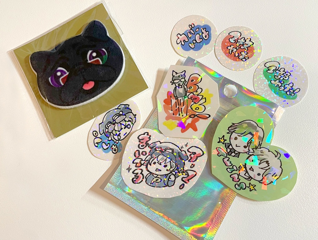 【非公式】MT GTA風いぬ型布缶バッジ＆フレークシールセット
