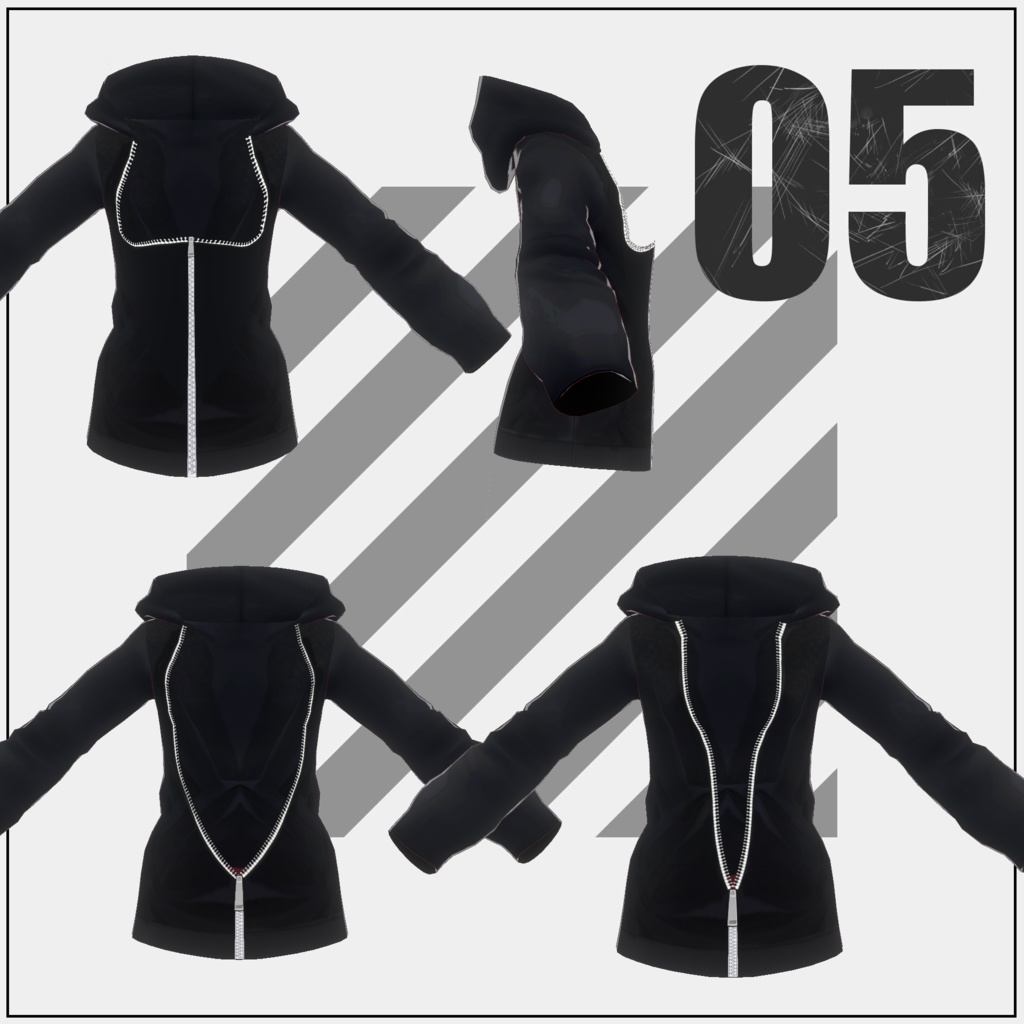 ジッパー系トップス【VRoid】