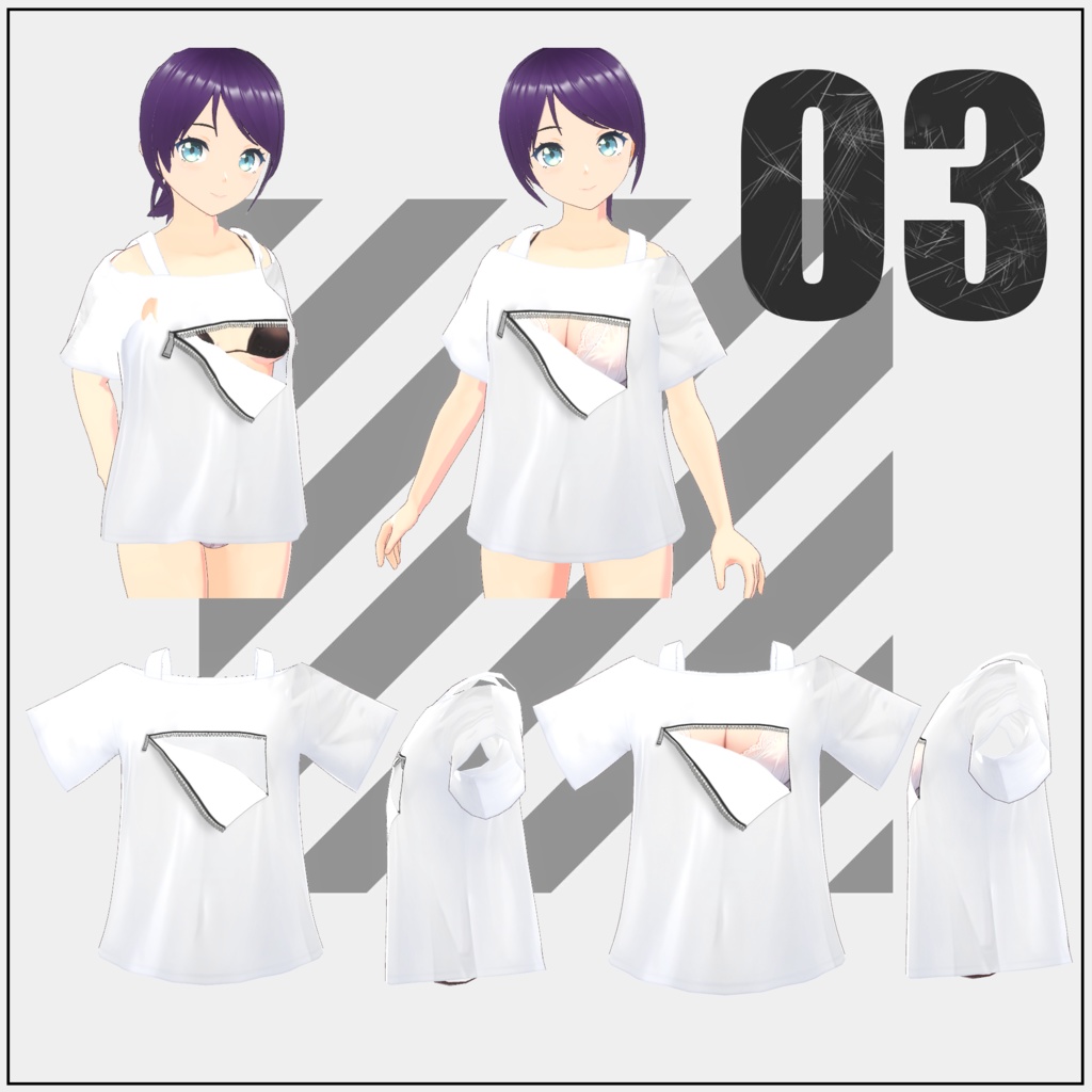 ジッパー系トップス【VRoid】