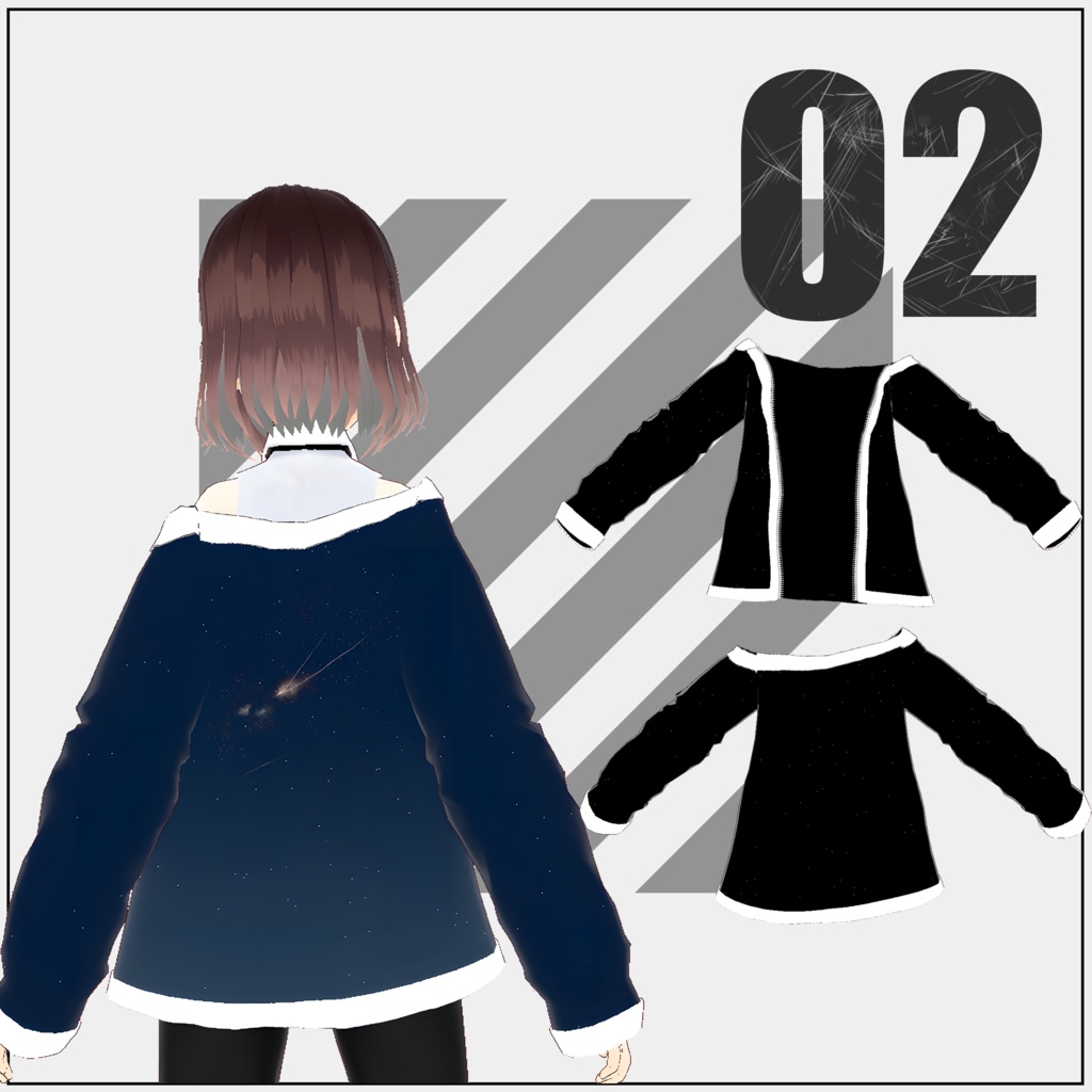 ノースリーブシャツ【VRoid】(2025/06/22衣装追加)+星空ジャケット