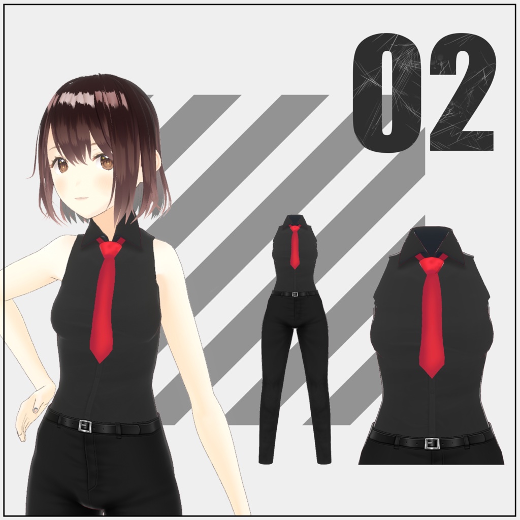 ノースリーブシャツ【VRoid】(2025/06/22衣装追加)+星空ジャケット