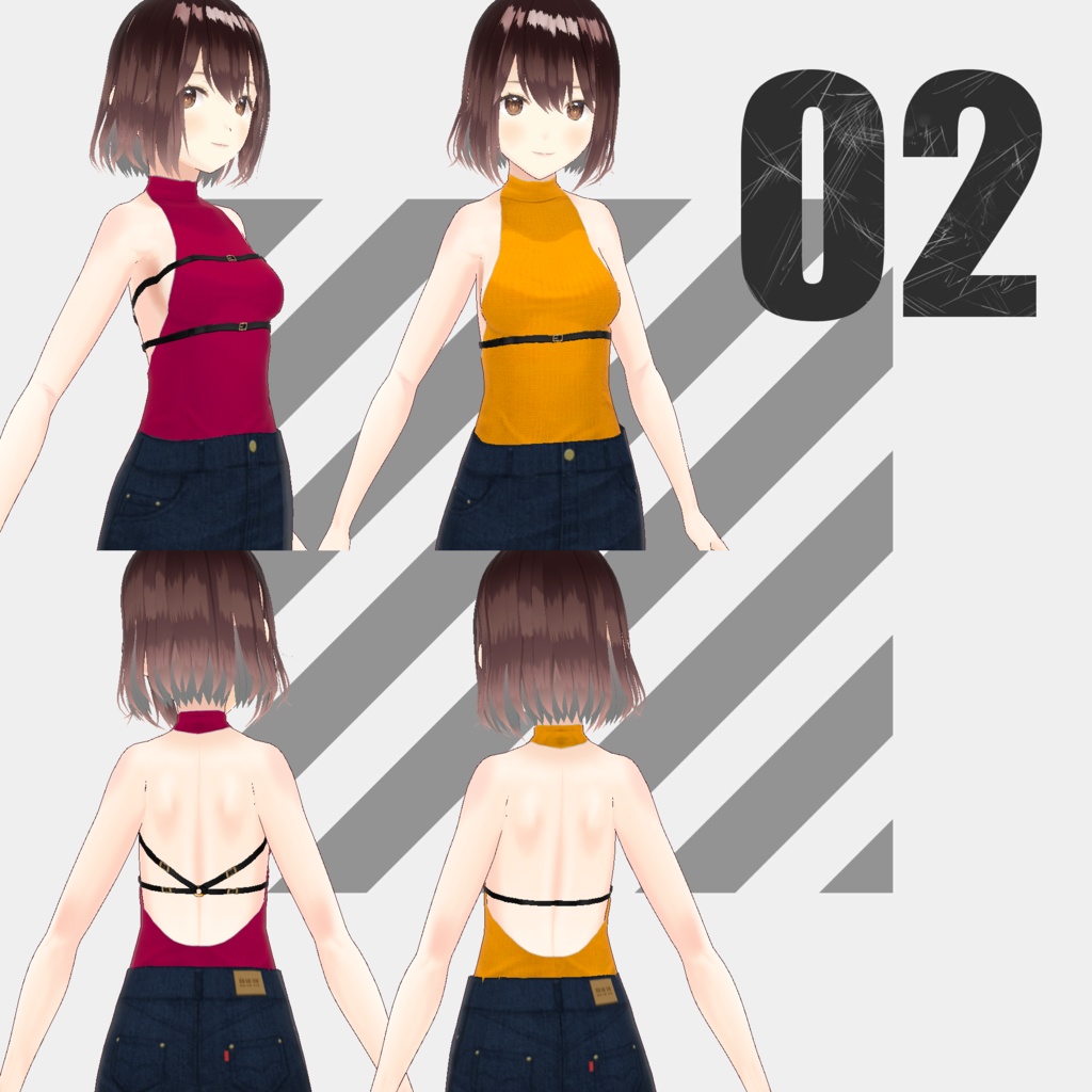 ボディスーツ製の衣装+ベルト【VRoid】