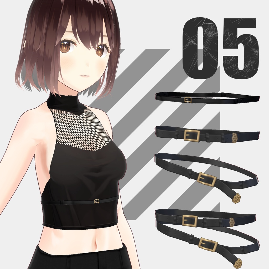 ボディスーツ製の衣装+ベルト【VRoid】